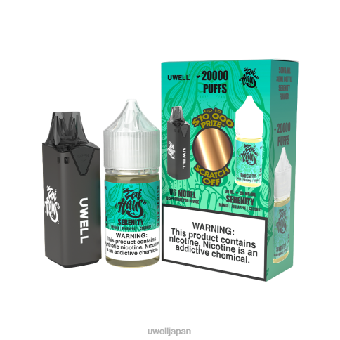 UWELL V6 使い捨てデバイス + パパの蒸気 30ml ジュース - コラボバンドル | UWELL Tokyo clr ブラック/flv セレニティ 50mg J0X2T222